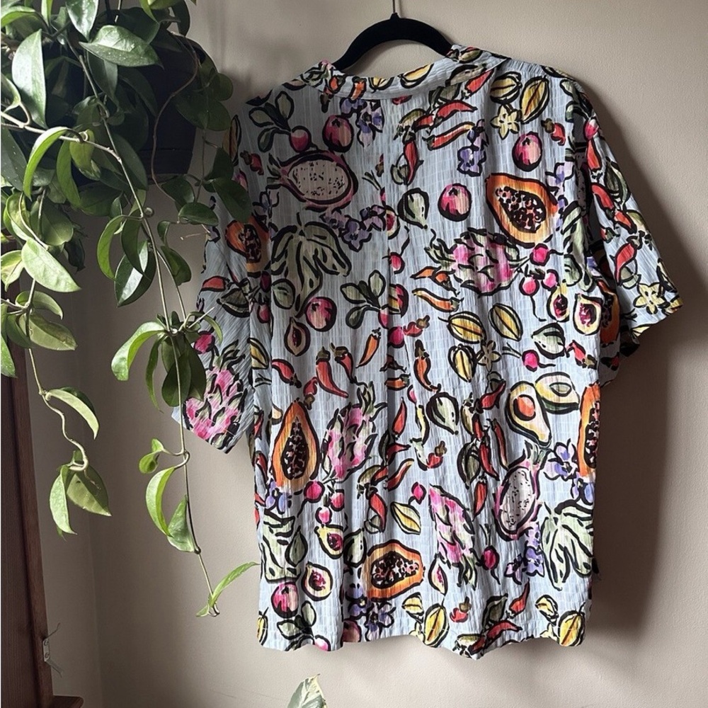 Not for sale ZARA Blue Fruit Print Oversized Shirt Size XL (A24) - Picture 8 of 9